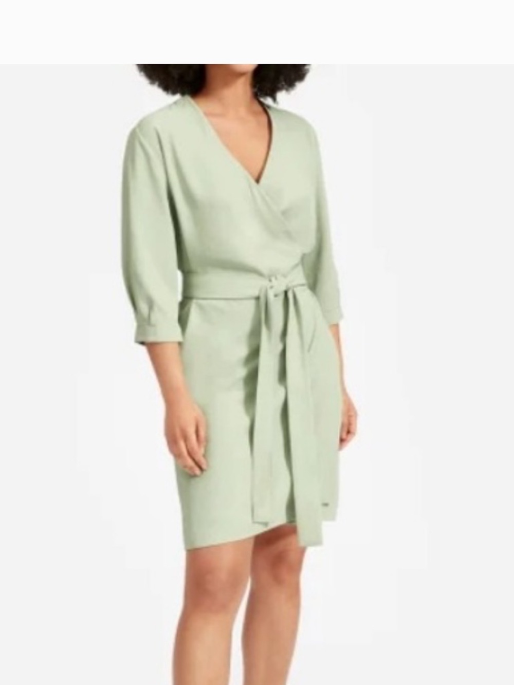 Everlane Sage Green Japanese GoWeave Mini Wrap Dress Size 8